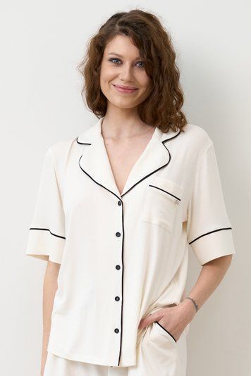 Жіноча сорочка на гудзиках Effetto 02115/1IM, ivory (айворі), 3XL