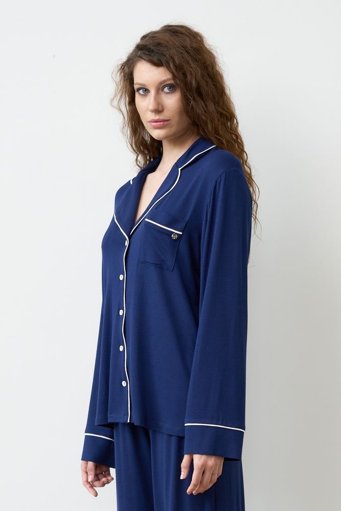 Сорочка з довгим рукавом жіноча Effetto 02116/1IM, navy blue (т.синій), 3XL