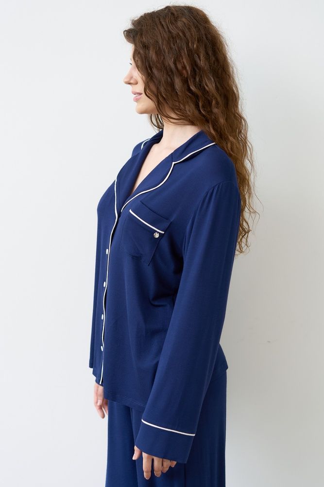 Сорочка з довгим рукавом жіноча Effetto 02116/1IM, navy blue (т.синій), 3XL