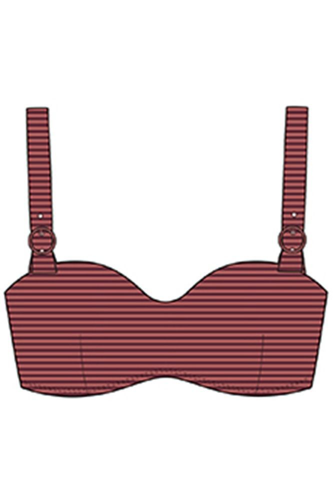 Бюстгальтер-бандо купальний з формованою чашкою BeachLife 070117-461, woven stripe (бордо), 70, C