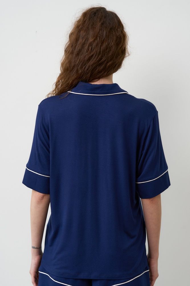 Жіноча сорочка на гудзиках Effetto 02115/1IM, navy blue (т.синій), 3XL
