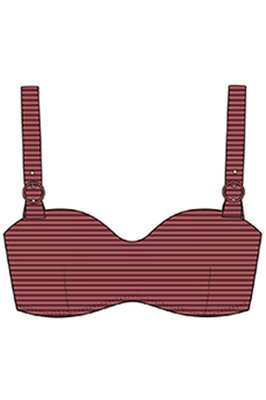 Бюстгальтер-бандо купальний з формованою чашкою BeachLife 070117-461, woven stripe (бордо), 80, C