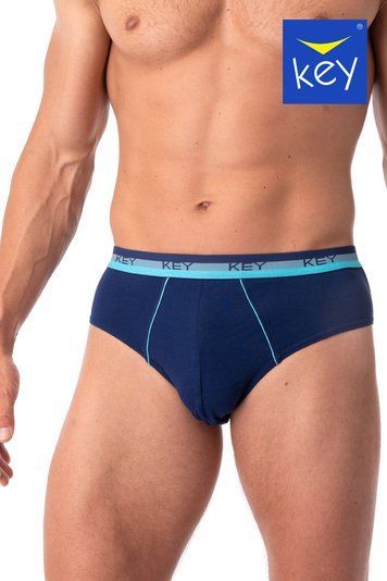 Набір трусів-сліпів чоловічих 2 шт Key MPP 340 A25, navy blue/melange (синьо-меланжевий), M