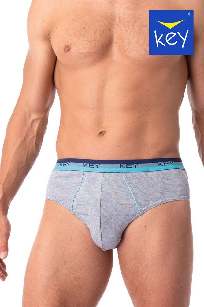 Набір трусів-сліпів чоловічих 2 шт Key MPP 340 A25, navy blue/melange (синьо-меланжевий), M
