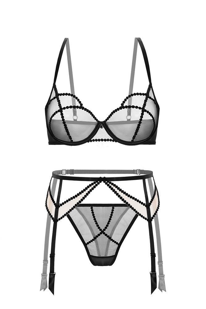 Трусы-стринги женские Gracija-Rim Sansa 36420, бежевый/черный, XS