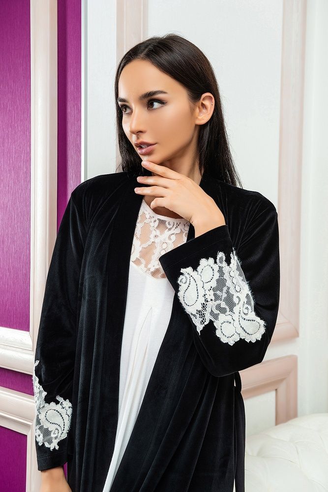 Халат жіночий Effetto 03128, Black (чорний), S