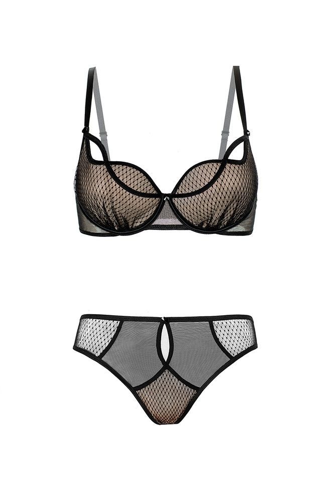 Трусы-стринги женские Gracija-Rim Black Diamond 92820, чорний/кава з молоком, XS