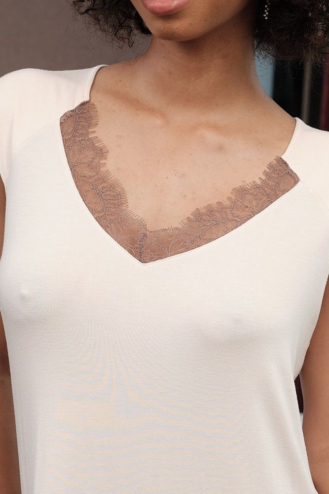 Нічна сорочка жіноча Effetto 03320, beige/brown (бежево-коричневий), XS