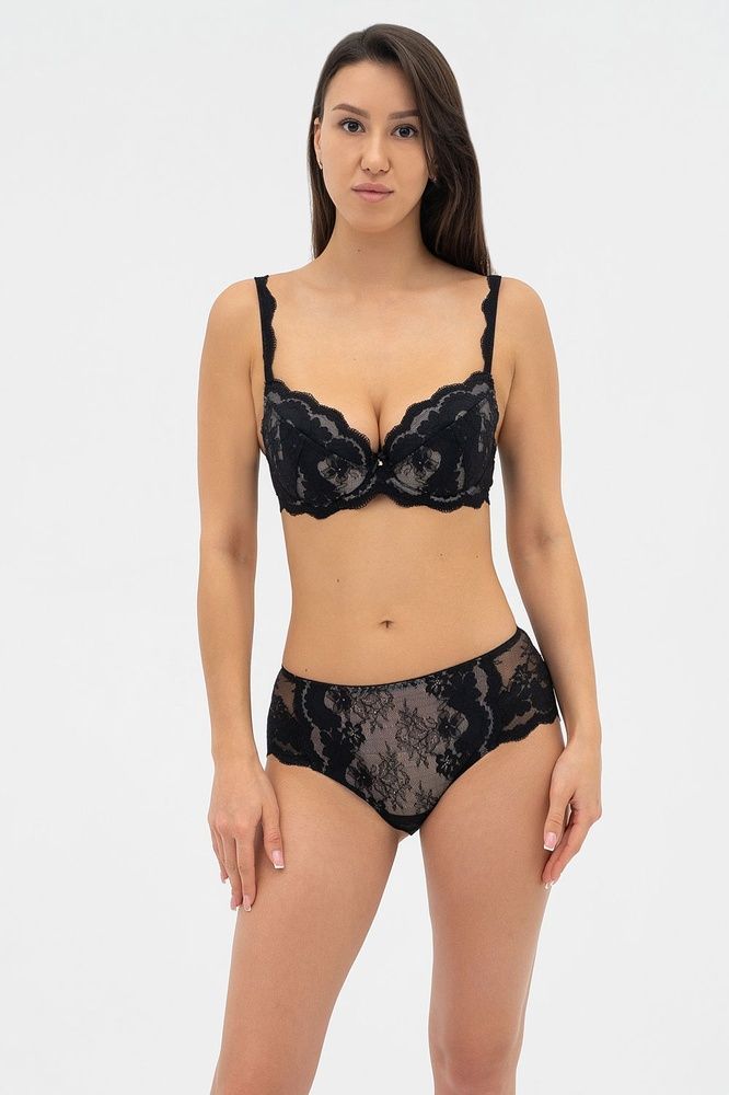 Труси-сліпи жіночі Effetto PATRICIA 019 211 08, Black/piony (чорний/піон), M