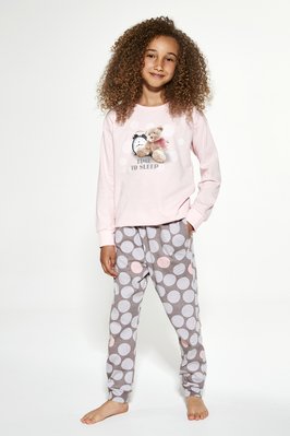 Пижама для девочек Cornette 139 Time to sleep 994-21, розово-серый, 98-104