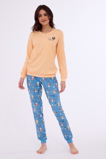 Піжама жіноча Cornette 373 Owls 467-373 B24, peach/blue (персиковий-блакитний), M