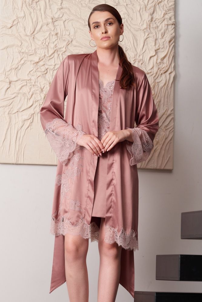 Халат жіночий Effetto S03417P, wood rose (світло-рожевий), 3XL