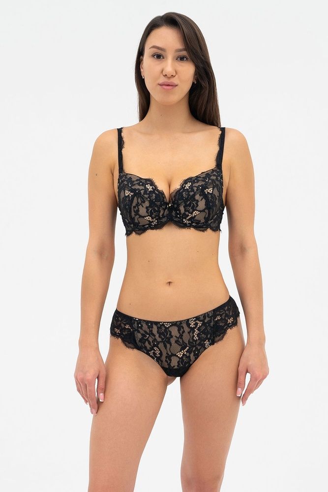 Бюстгальтер з пуш-ап Effetto KRISTINA 020 136 08, Black/piony (чорний/піон), 70, B