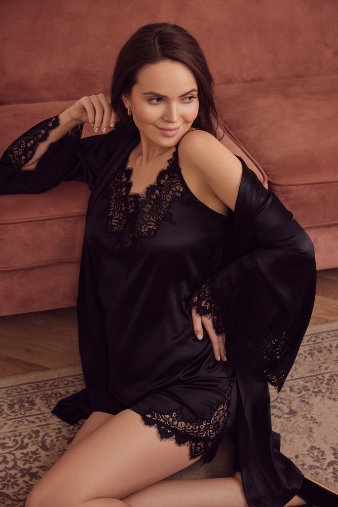 Шовкова жіноча піжама Effetto 04103SL-Р, Black (чорний), 3XL