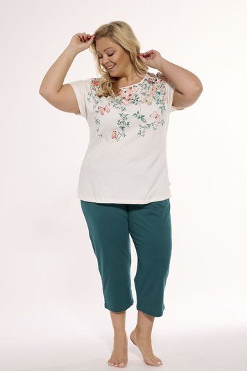 Піжама жіноча Cornette 281 Spring 369-281 A24 3-5XL, ecru/green (бежево-зелений), 3XL