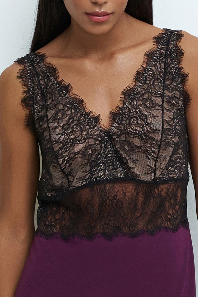 Нічна сорочка жіноча Effetto 03335IM, aubergine (баклажановий), 3XL