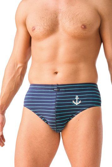 Набір трусів-сліпів чоловічих 2 шт Key MPP 331 A26, navy blue/white/blue (синьо-білий-бірюзовий)