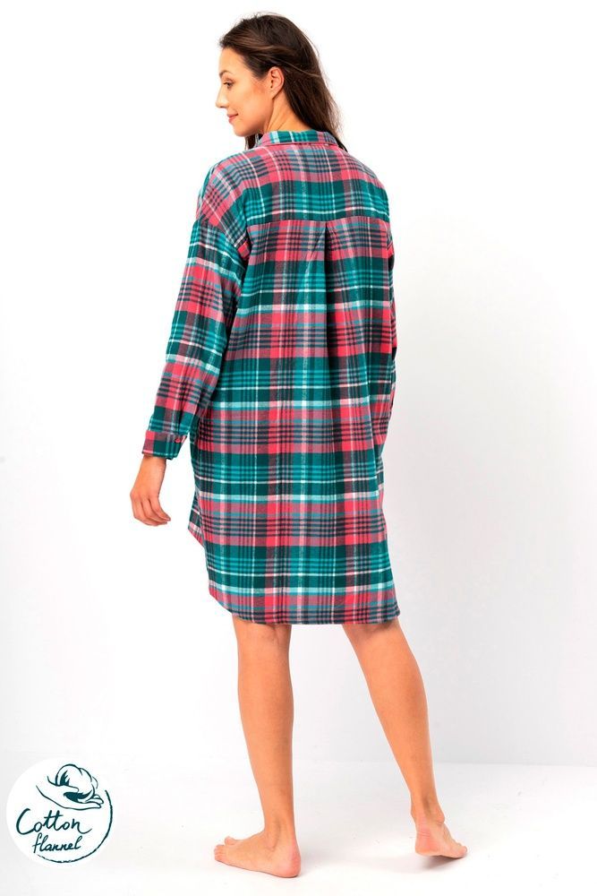 Платье-рубашка женская Key LND 419 B25 2-4XL, зеленый/красный, XXL