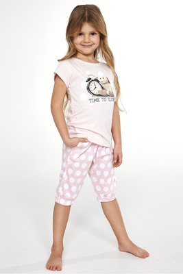 Пижама для девочек Cornette 89 Time to sleep 570-21, рожево-білий, 110-116