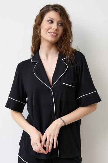 Жіноча сорочка на гудзиках Effetto 02115/1, Black (чорний), XS