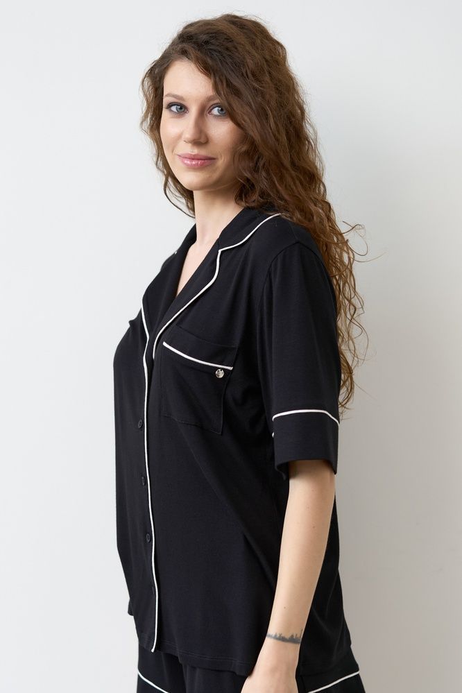 Жіноча сорочка на гудзиках Effetto 02115/1, Black (чорний), XS