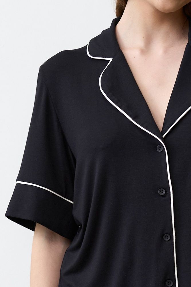 Жіноча сорочка на гудзиках Effetto 02115/1, Black (чорний), XS
