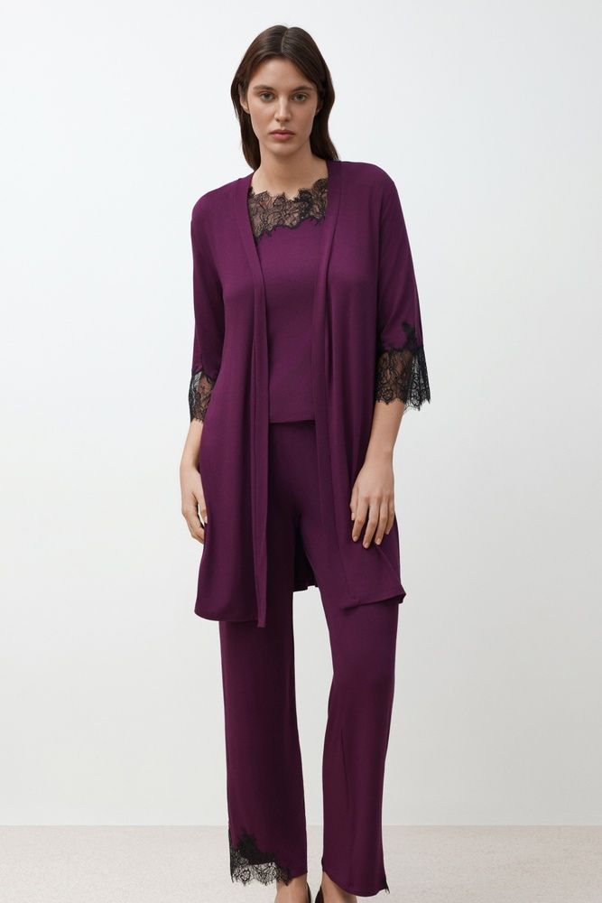 Піжама жіноча Effetto 03338IM, aubergine (баклажановий), 3XL