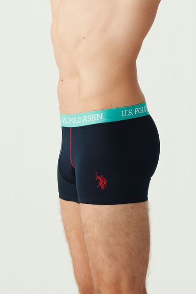 Набір трусів-боксерів чоловічих 3 шт U.S. Polo Assn. 80175, navy+grey melange+mint print (темно-синій+сірий меланж+м'ятний принт), XL