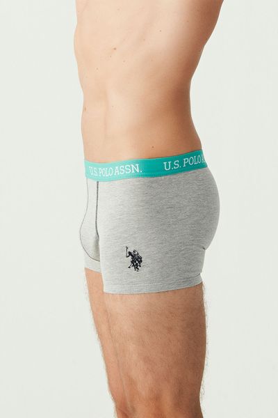 Набір трусів-боксерів чоловічих 3 шт U.S. Polo Assn. 80175, navy+grey melange+mint print (темно-синій+сірий меланж+м'ятний принт), XL