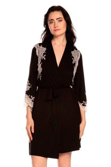 Халат женский Effetto 03161PO/1, чорний*, 3XL