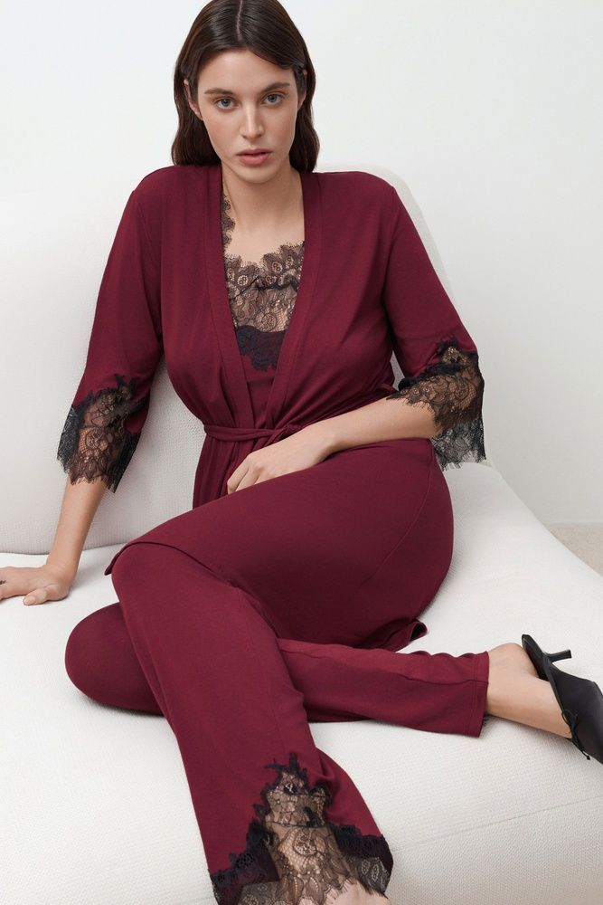 Халат жіночий Effetto 03340P, cherry lacquer (бордо), 3XL
