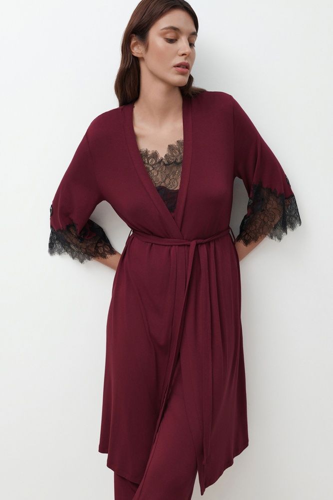 Халат жіночий Effetto 03340P, cherry lacquer (бордо), 3XL