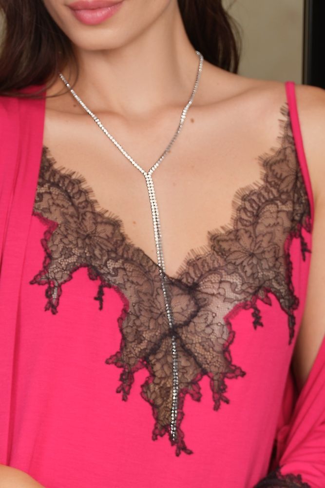 Нічна сорочка жіноча Effetto 03329PO, fuchsia/black (фуксія-чорний), 4XL