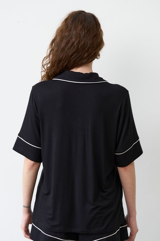 Жіноча сорочка на гудзиках Effetto 02115/1P, Black (чорний), 3XL
