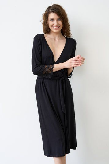 Халат женский Effetto 02105P, чорний*, 3XL