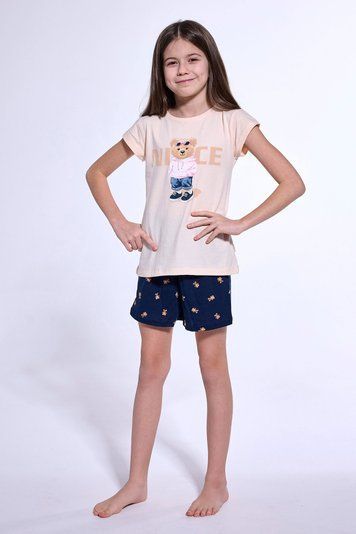 Піжама для дівчат Cornette 107 Nice 788-107 A25, soft peach-navy blue (персик-синій), 134-140