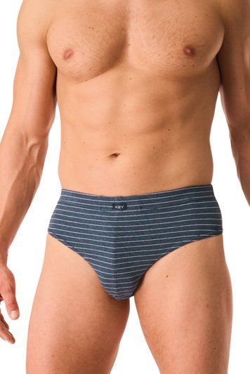Набір трусів-сліпів чоловічих 2 шт Key MPP 378 A26, navy blue/grey melange (синій/сірий меланж)