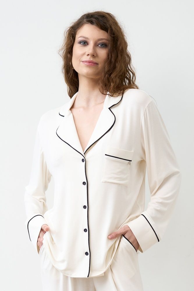 Сорочка з довгим рукавом жіноча Effetto 02116/1IM, ivory (айворі), 3XL