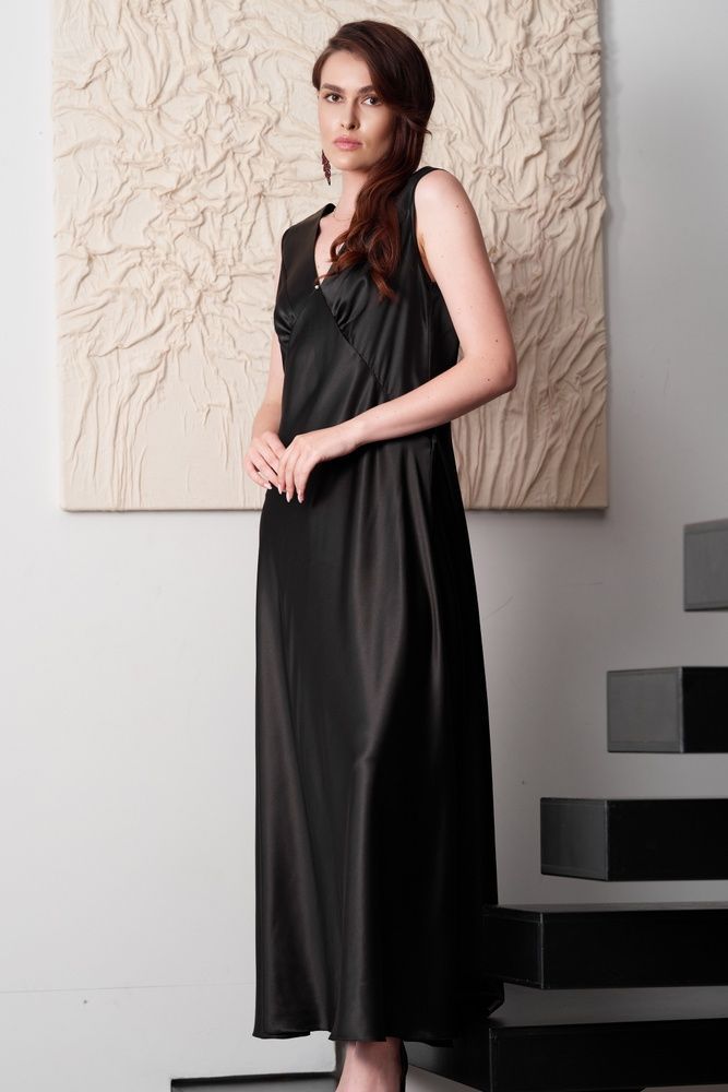 Шовкова жіноча нічна сорочка Effetto 04109SL, Black (чорний), XS