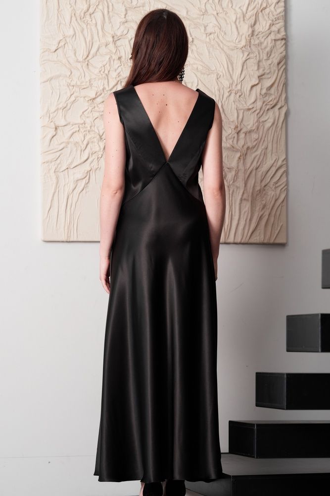 Шовкова жіноча нічна сорочка Effetto 04109SL, Black (чорний), XS