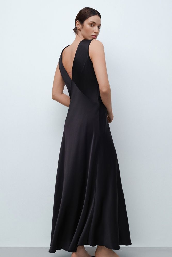 Шовкова жіноча нічна сорочка Effetto 04109SL, Black (чорний), XS