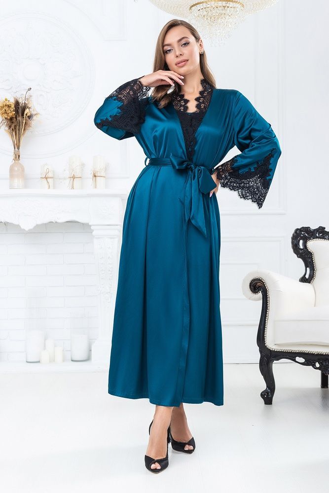 Халат женский Effetto S03183, зеленый, 3XL