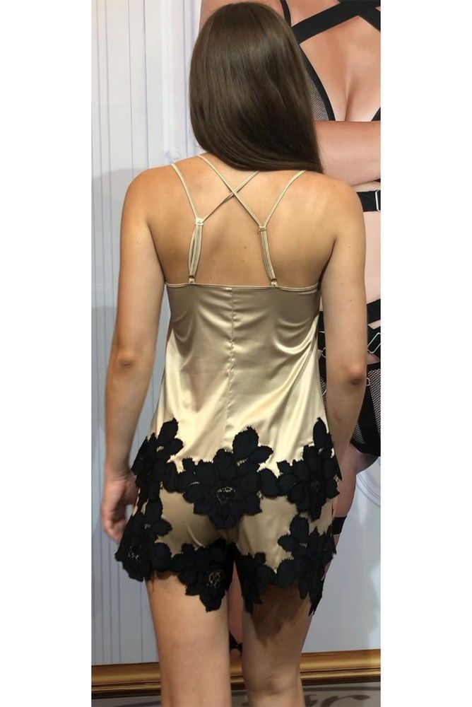 Майка женская V.I.P.A. Fleur 3685, бежево-черный, M