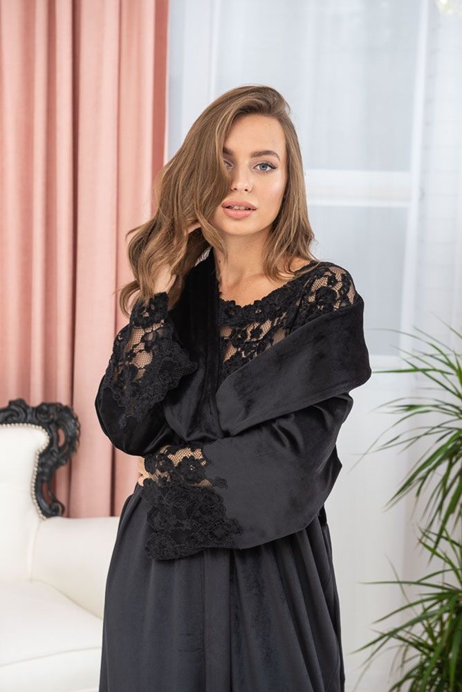 Халат женский Effetto 03171, чорний*, S