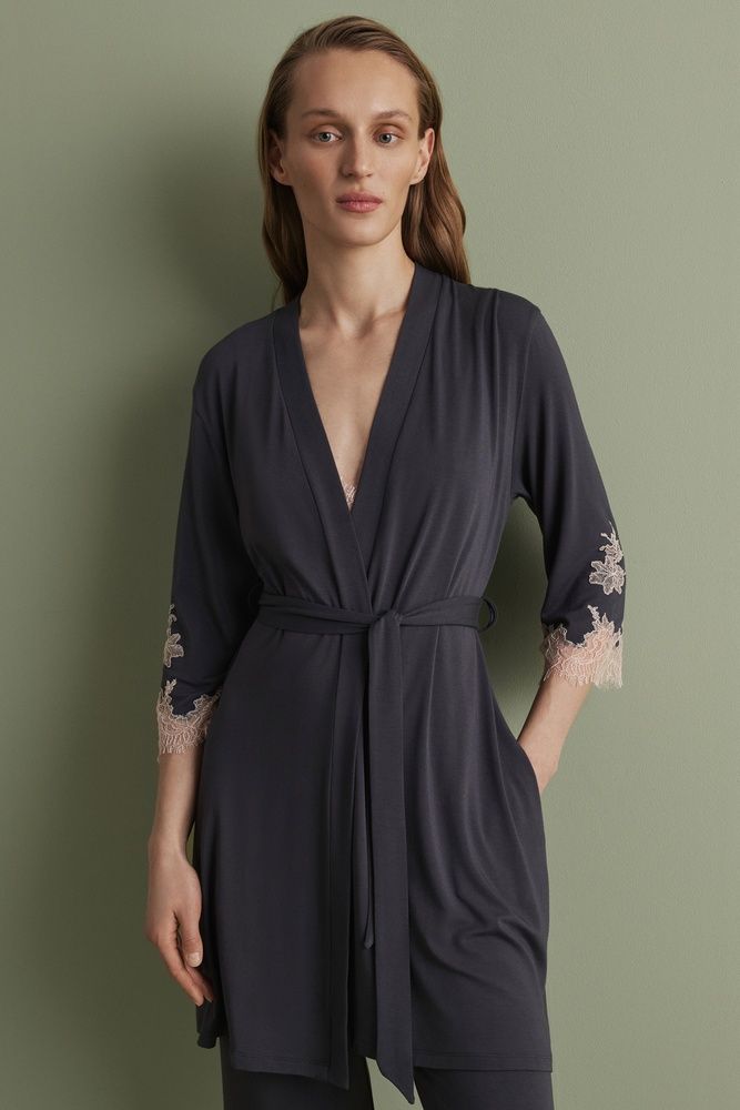Халат жіночий Effetto 03161IM, smoke grey (графітовий), 4XL