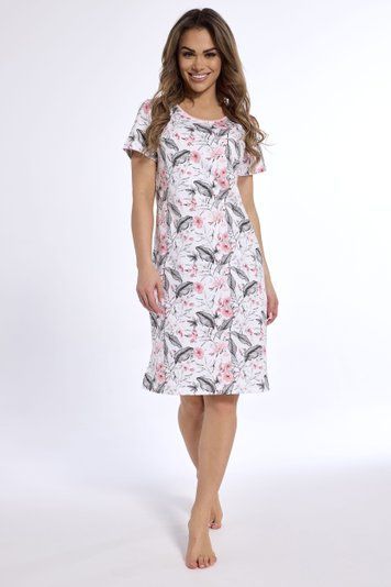 Нічна сорочка жіноча Cornette 314 Vivian 2 799-314 A25, white/grey/pink (біло-сіро-рожевий), L