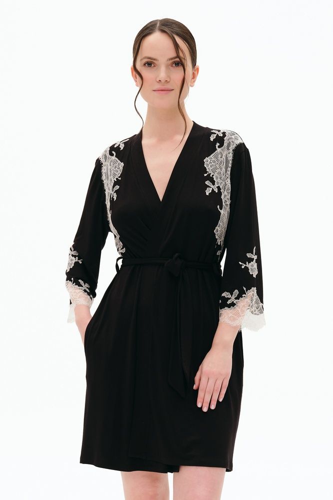 Халат жіночий Effetto 03161O/1, Black (чорний), M