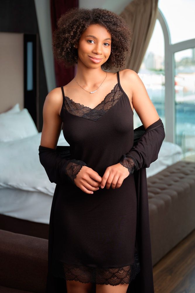 Нічна сорочка жіноча Effetto 02104P, Black (чорний), 4XL