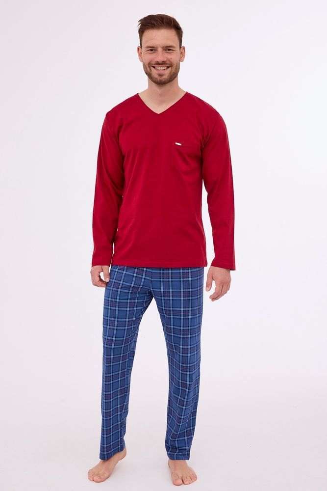 Піжама чоловіча Cornette 262 Gordon 122-262 B25 3-5XL, dark red/jeans (т.червоний/синій), 3XL