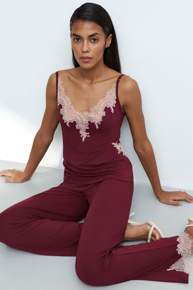 Піжама жіноча Effetto 03163/1IM, cherry lacquer (бордо), 5XL
